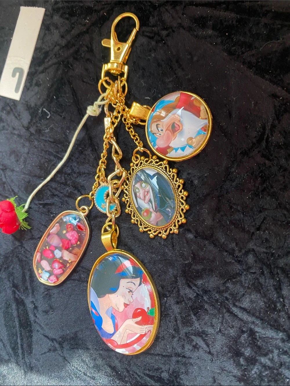Disney Snow White Bag Charm Key Ring Princess Apple Purse Charm Keychain Rare
